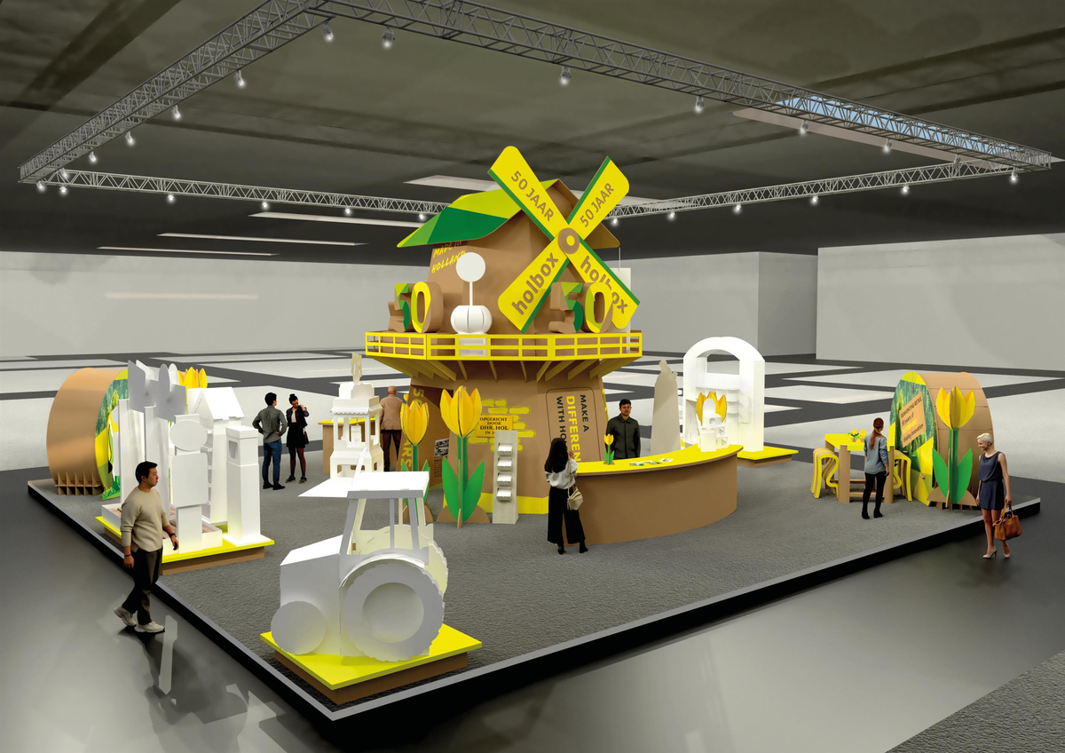 Visualisatie voorkant beursstand EuroShop 2026 - Holbox Visualisatie voorkant beursstand EuroShop 2026 - Holbox