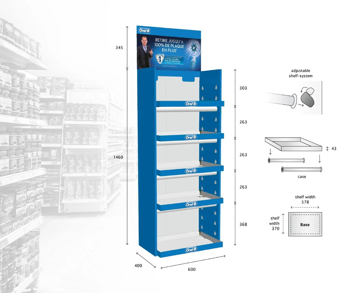 Palletdisplay LITE met eigen bedrukking - maatvoering
