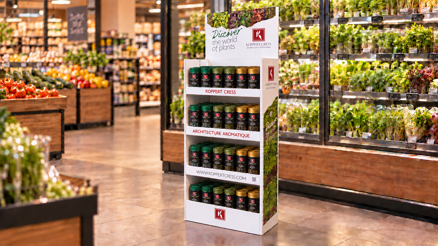 Foldable Shop Display - Koppert Cress - horizontaal Foldable Shop Display - Koppert Cress - horizontaal