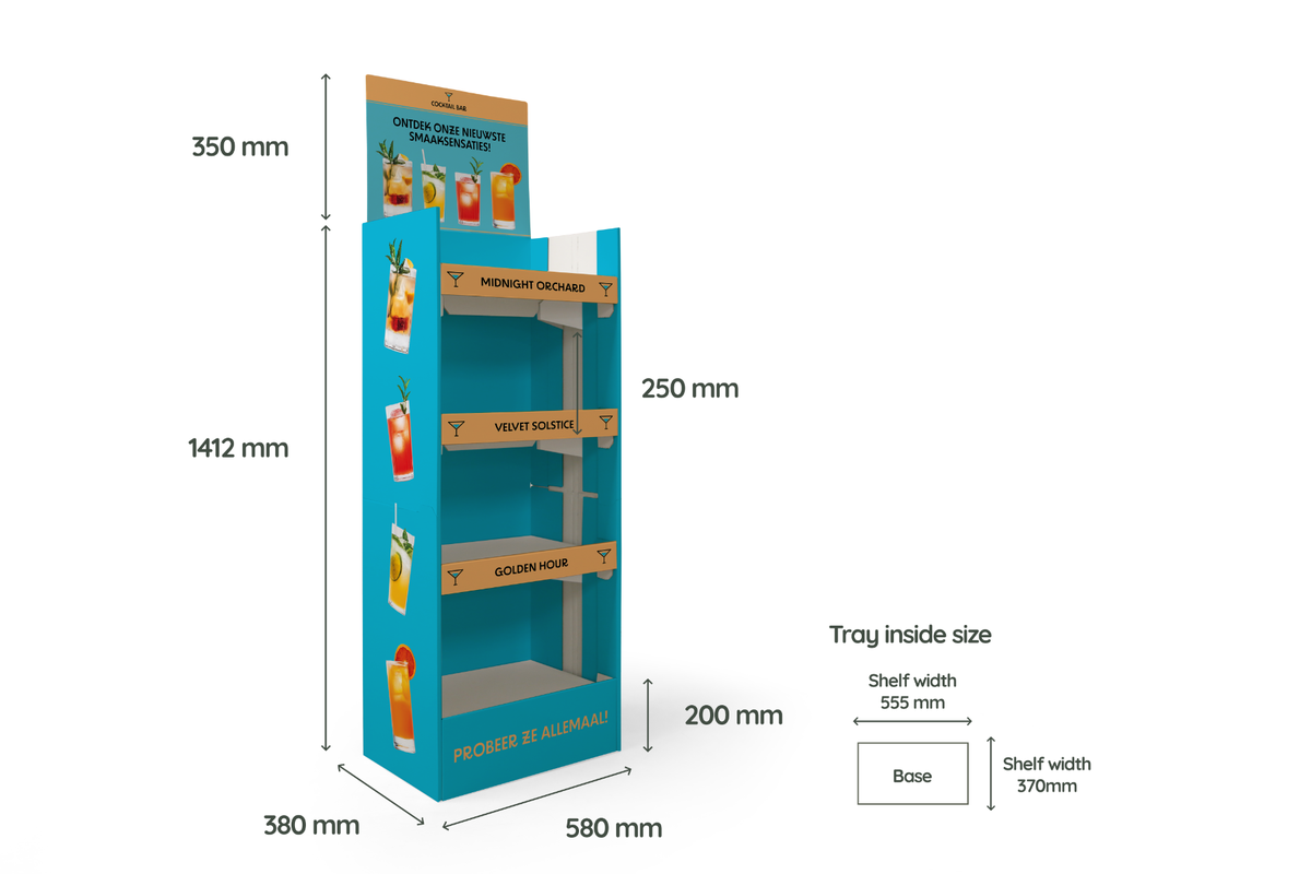 Foldable Shop Display | up to 25 kg per tray Foldable Shop Display | up to 25 kg per tray