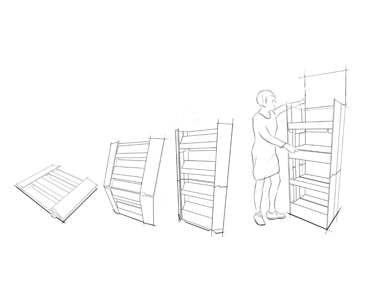 Foldable Shop Display | up to 25 kg per tray Foldable Shop Display | up to 25 kg per tray