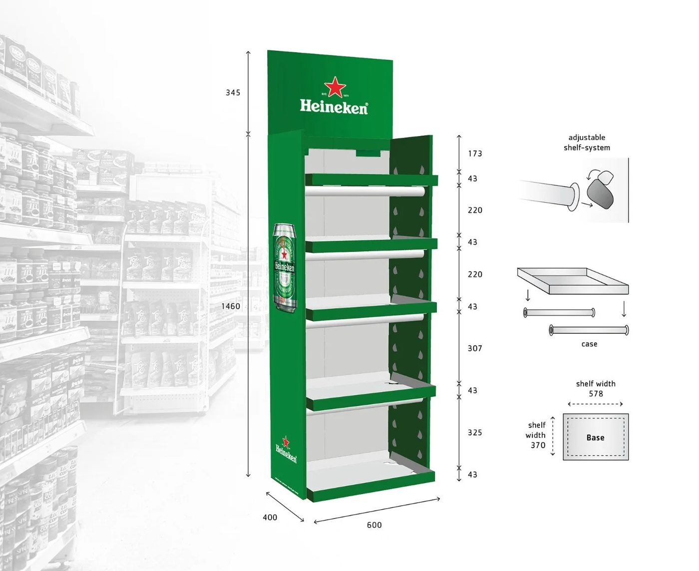 Palletdisplay REGULAR met eigen bedrukking - maatvoering Palletdisplay REGULAR met eigen bedrukking - maatvoering
