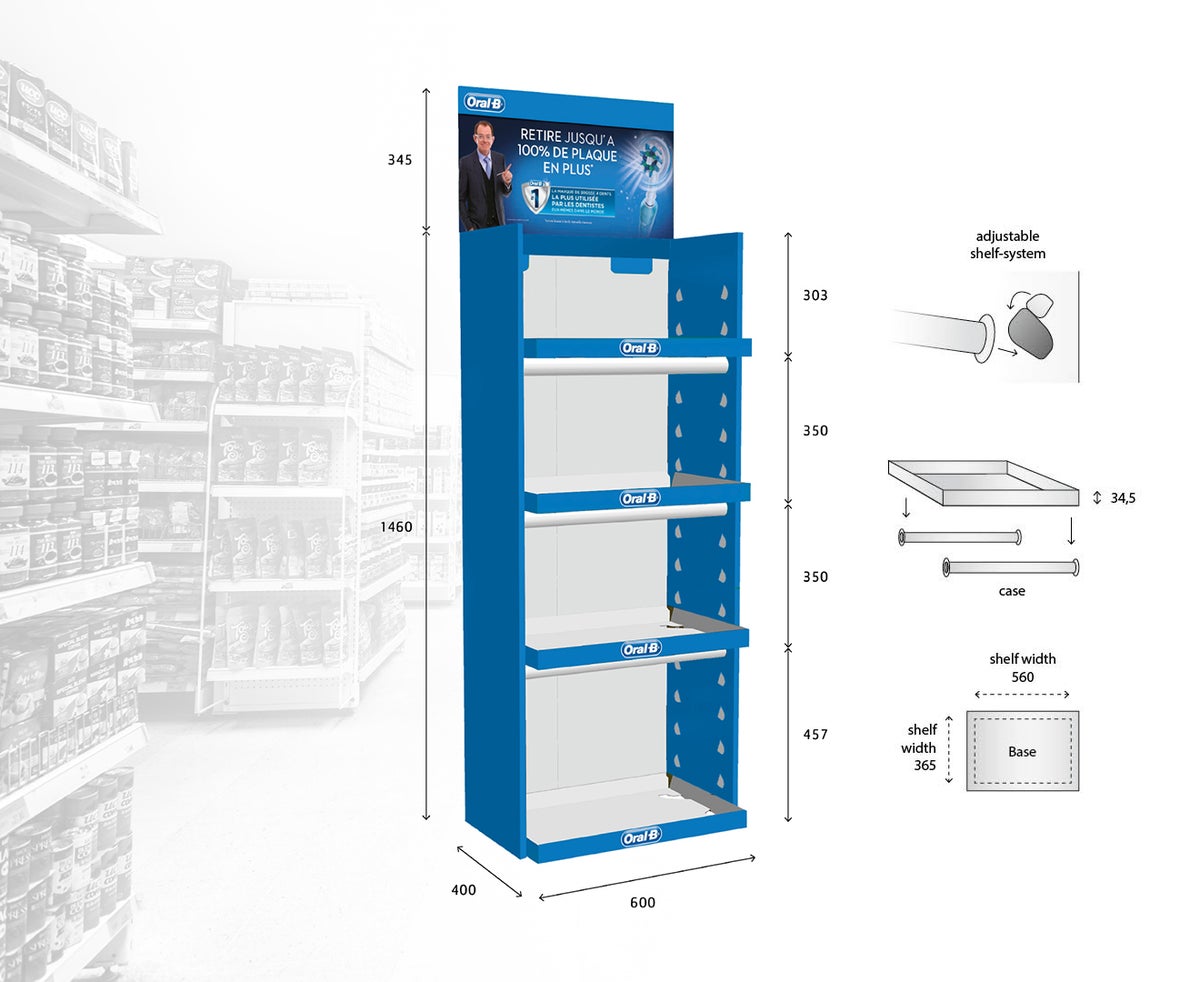 Pallet display with tubes | various colours and variants Pallet display with tubes | various colours and variants