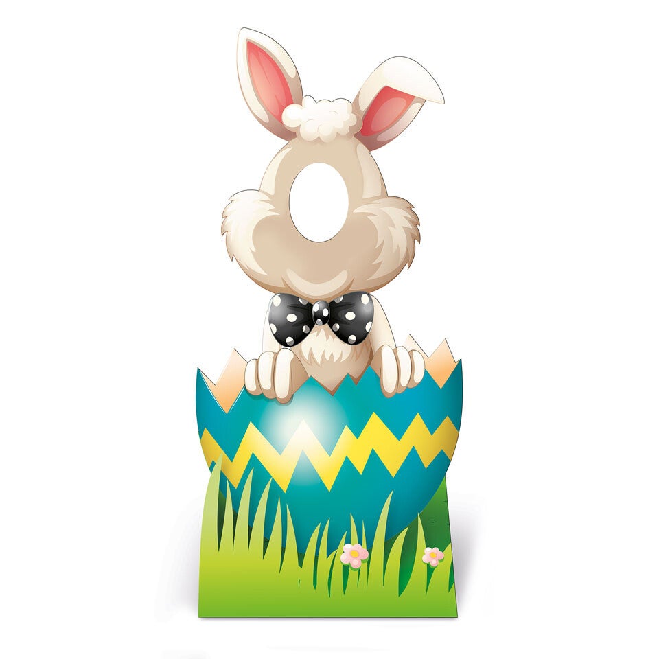 cardboard stand-in figure of the Easter Bunny