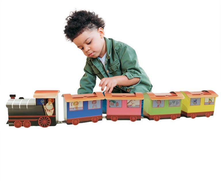 Cardboard Saint Nicholas steam train